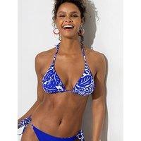Pour Moi Laguna Beach Reversible Non-Wired Halter Triangle Top - Blue/White