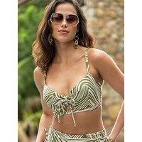 Pour Moi Maya Bay Padded Underwired Tie Bikini Top - Khaki