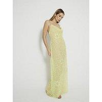 River Island Sequin Cowl Neck Sheer Beach Maxi Dress