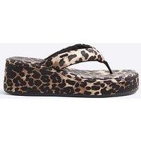 River Island Toe Thong Leopard Print Sandals