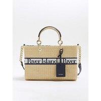 River Island Webbing Front Raffia Tote Bag