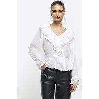 River Island Plisse Frill Blouse