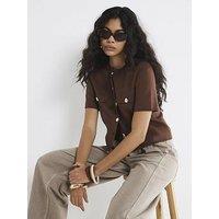 River Island Knit Button Up T-Shirt
