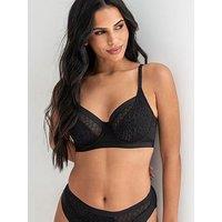 Pour Moi Geo Sculpt Non Padded Underwired Bra D-J - Black