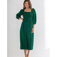 Pour Moi Textured Woven Frill Detail Midi Dress