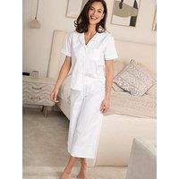 Pour Moi Stretch Cotton Broderie Trim Short Sleeve Revere Pyjama Set