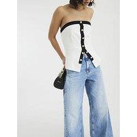 River Island Bandeau Monochrome Button Top