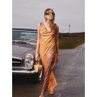 River Island Sleeveless Crinkled Ombre Midi Dress - Orange