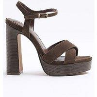 River Island Suede Cross Strap Platform Sandals