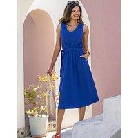 Pour Moi Built Up Shoulder Cotton Slub Jersey Midi Dress