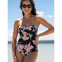 Pour Moi Santa Monica Strapless Tummy Control Swimsuit - Black/Multi