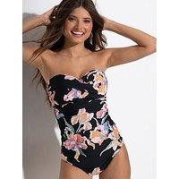 Pour Moi Tall Santa Monica Strapless Tummy Control Swimsuit - Black/Multi
