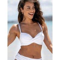 Pour Moi Free Spirit Lightly Padded Underwired Twist Front Bikini Top - White