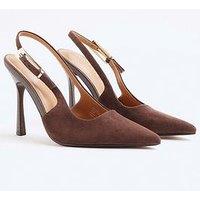 River Island Faux Suede Slingback Buckle Court Heels