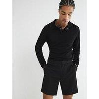 River Island Waffle Shorts - Black