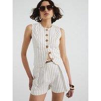 River Island Stripe Longline Belted Shorts - White
