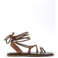 River Island Leather Plaited Tie Gladiator Sandals