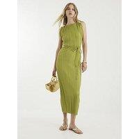 River Island Sleeveless Plisse Belted Midi Dress