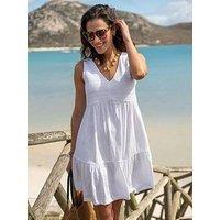 Pour Moi Crochet Bodice Cotton Slub Short Dress