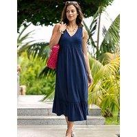 Pour Moi Crochet Bodice Cotton Slub Midi Dress