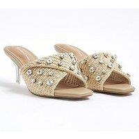 River Island Raffia Twist Heeled Mule Sandals
