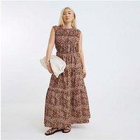 River Island Drawstring Tiered Leopard Maxi Dress