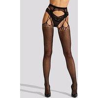 Ann Summers Geo Crotchless Fishnet Tights - Black