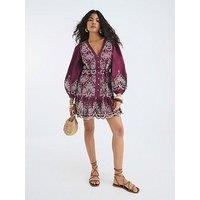 River Island Long Sleeve Broderie Shirt Dress