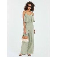 River Island Gingham Double Layer Wide Leg Jumpsuit
