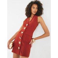 River Island Sleeveless Mixed Button Mini Dress