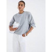 River Island Diamante Embellished Sweatshirt