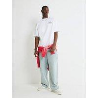 River Island Oversized Fit Palais Prives T-Shirt - White