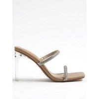 River Island Diamante Double Strap Heeled Mules