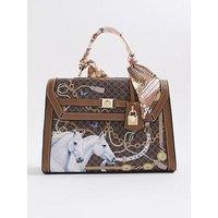 River Island Horse Monogram Print Medium Tote Bag - Brown