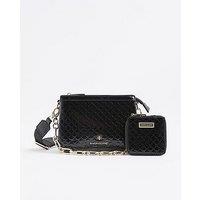 River Island Small Monogram Chain Cross Body Bag - Black