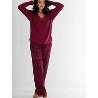 Pour Moi Brushed Rib Lace Trim V-Neck Lounge Pyjama Set