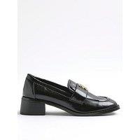 River Island Block Heel Loafers - Black