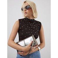 River Island Sleeveless Studded Bodysuit - Black