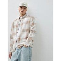 River Island Beige Regular Fit Check Shirt - Natural