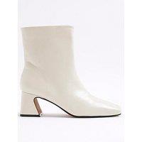 River Island Block Heel Ankle Boots - Cream