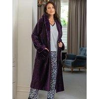 Pour Moi Cosy Ribbed Fleece Midi Hooded Dressing Gown