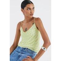 River Island Sleeveless Studded Cowl Neck Cami Top - Green