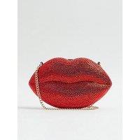 River Island Diamante Lips Clutch Bag - Red