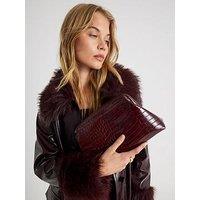 River Island Croc Textured Patent Clutch Bag - Red