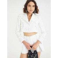 River Island Bow Front Cropped Blazer - White