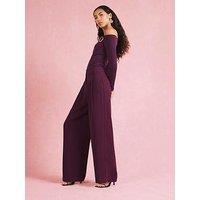 River Island Wide Leg Tailored Trousers - Purple