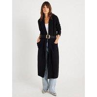 River Island Knitted Belted Maxi Cardigan - Black