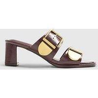 River Island Double Buckle Mule Sandals - Dark Red
