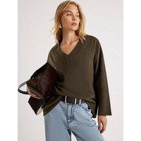 River Island Knitted V Neck Jumper - Green