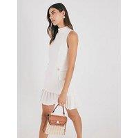 River Island Pleated Hybrid Mini Dress - Cream